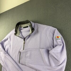 Greyson Sweater Men's L Purple Sebonack Baltusrol Wool Cashmere Golf 1/4 Zip